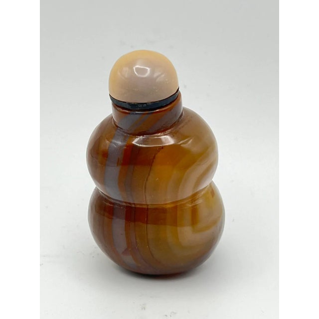 Vintage Chalcedony Double Gourd Snuff Bottle For Sale - Image 4 of 14