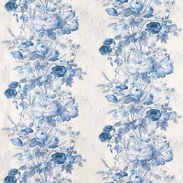 Sample- Schumacher Boughton House Fabric in Porcelain For Sale