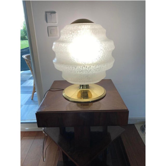 Vintage Table Lamp in Speckled Glass and Brass from Verrerie De Clichy, 1970s For Sale - Image 11 of 13