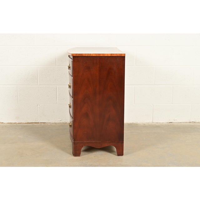 Baker Furniture Georgian Banded Mahogany Bow Front Chest of Drawers For Sale - Image 12 of 14