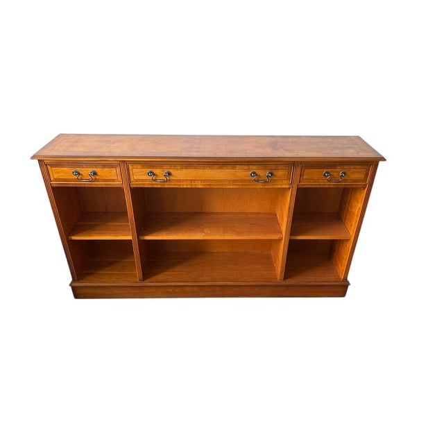 Vintage English Yew Wood Low Bookcase or Sideboard For Sale - Image 4 of 7