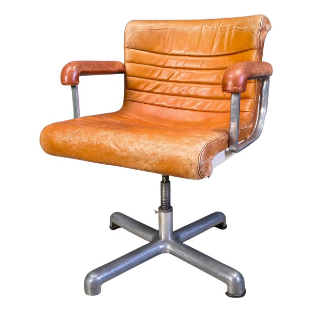 Italian Modern Steel & Leather Office Chairs by Ettore Sottsass for Poltronova, 1970 For Sale
