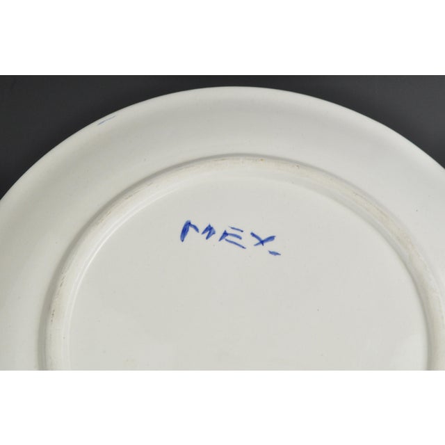 Late 20th Century HandPainted Blue and White Mexican Dinner Plates