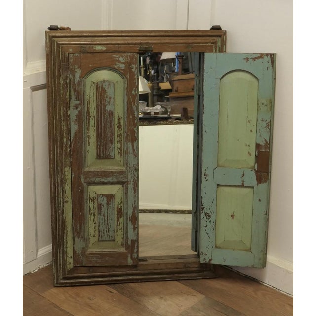Wall Mirror Concealed Shutter in Heavy Oak, 1890s For Sale - Image 6 of 9