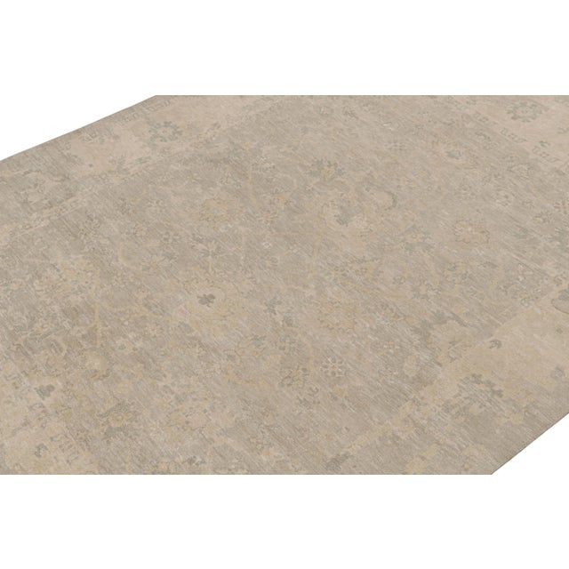 Rug & Kilim Rug & Kilim’s Oushak Style Rug With Taupe, Beige and Gray Floral Patterns For Sale - Image 4 of 7