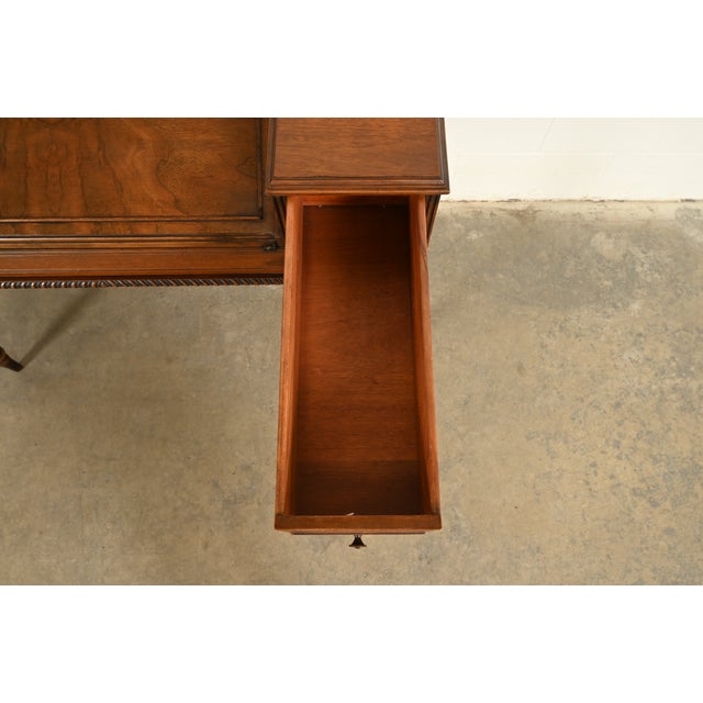 Wood Grand Rapids Chair Co. Antique Victorian Carved Walnut Slant Front Writing Desk, Circa 1930s For Sale - Image 7 of 15