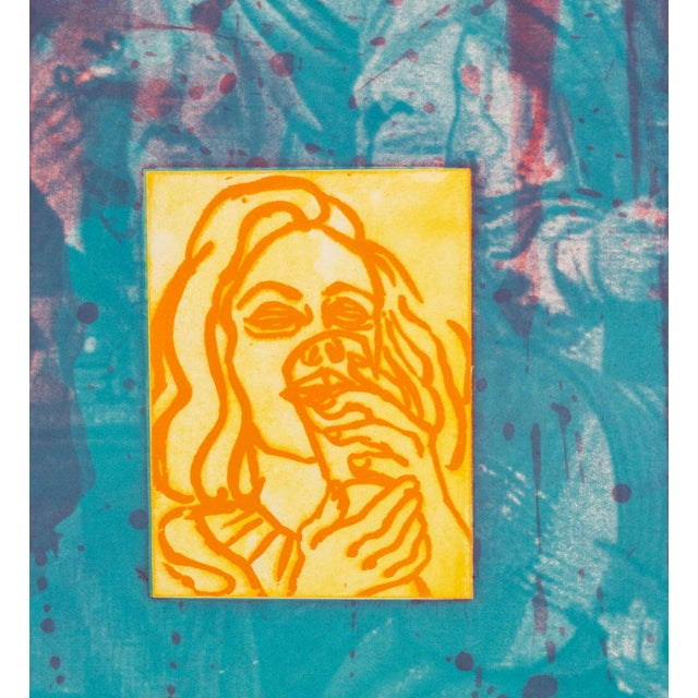 Turquoise David Salle "Canfield Hatfield 1" Etching, 1989 For Sale - Image 8 of 13