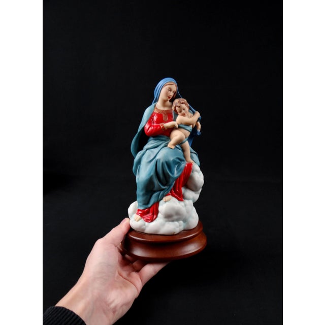 Ceramic Virgin and Child Statuette, 1980s For Sale - Image 9 of 12