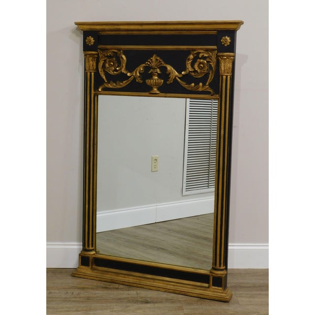 La Barge Regency Style Vintage Black & Gold Trumeau Mirror Chairish