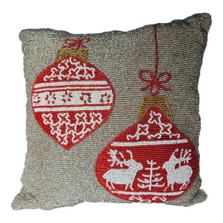 Cynthia Rowley Beaded Holiday Christmas Pillow For Sale