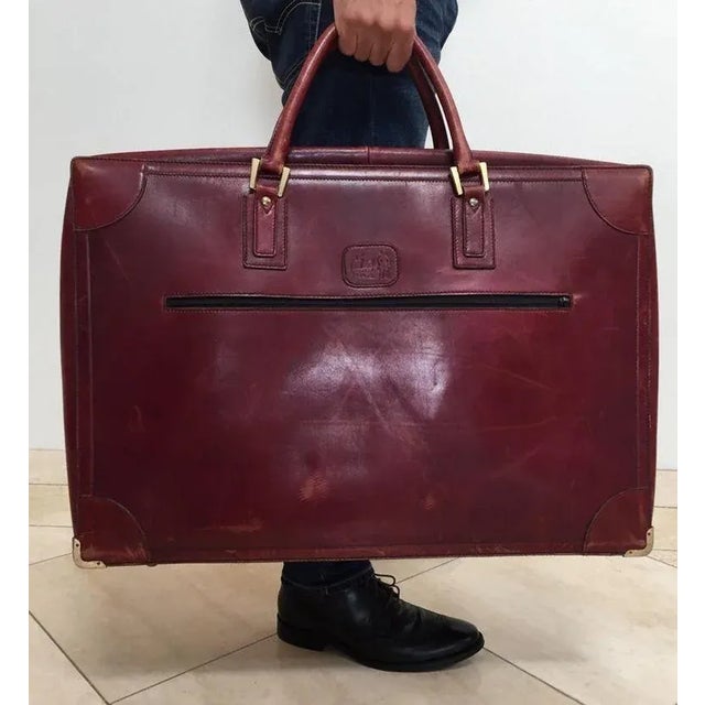 Vintage Leather Suitcase "La Bagagerie Paris" Burgundy Bordeaux Luggage For Sale - Image 11 of 12