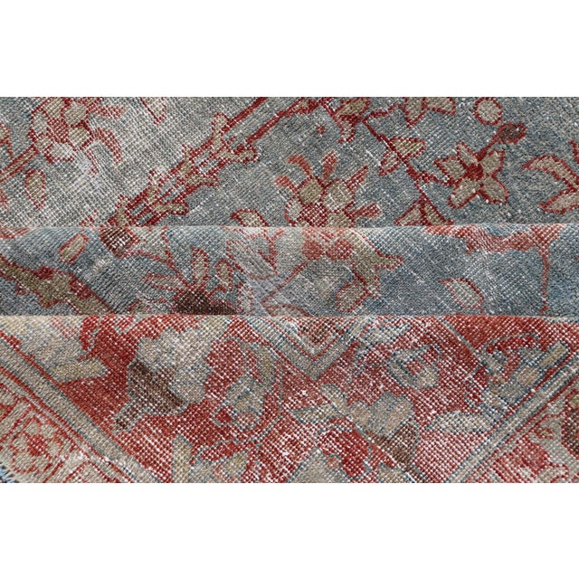 Antique Persian Sultanabad Rug With Elegant Floral Motifs in Soft Blue 7'5 X 9'4 For Sale - Image 10 of 12