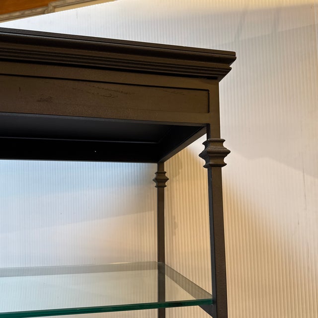 Metal Towering Metal + Glass Etagere For Sale - Image 7 of 12