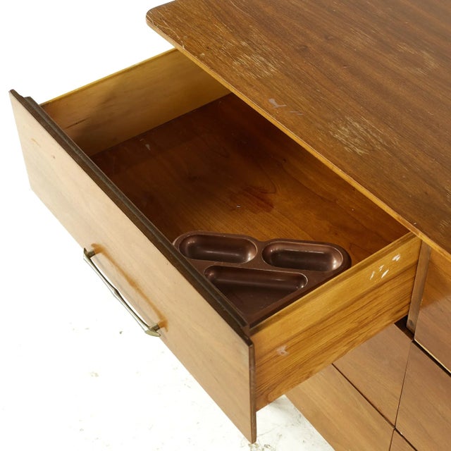 Brown Young Manufacturing Mid Century Walnut Lowboy Dresser For Sale - Image 8 of 11
