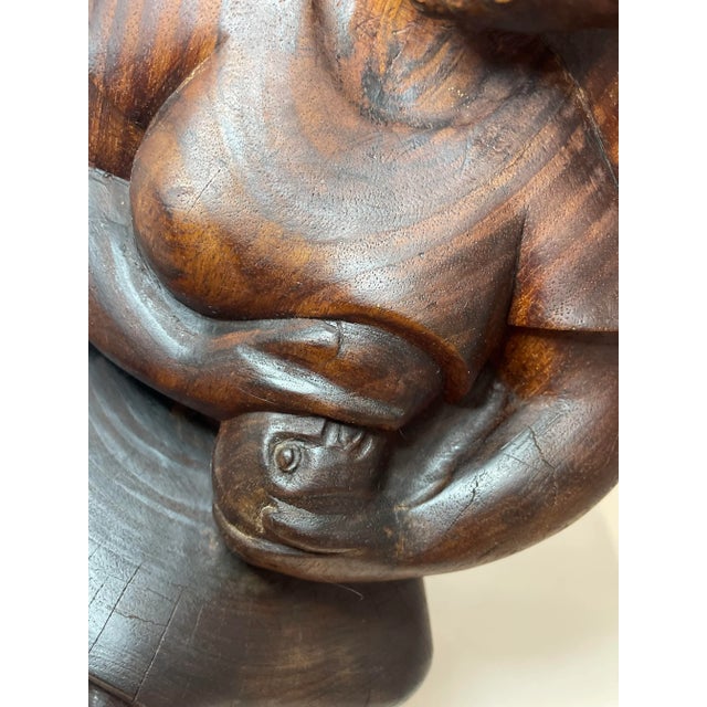 Coffee Early 20th Century Modernist Madonna and Child Hand Carved Wooden Folklore Sculpture, Crafted in Ecuador For Sale - Image 8 of 12