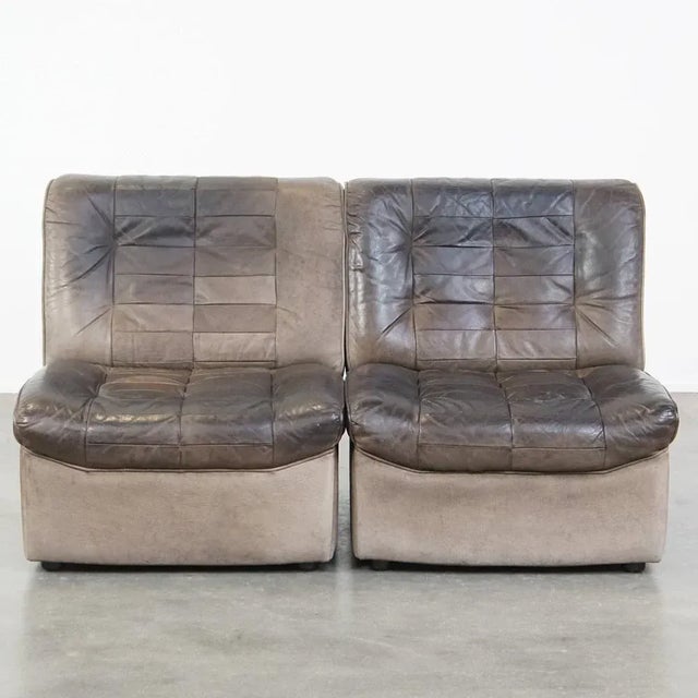 Grey Leather Modular Sofa, 1970s, Set of 2 For Sale - Image 15 of 15