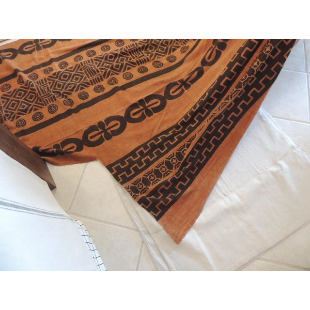 1980s Vintage Large Black and Burnt Orange Mud-Cloth African Textile For Sale - Image 5 of 6