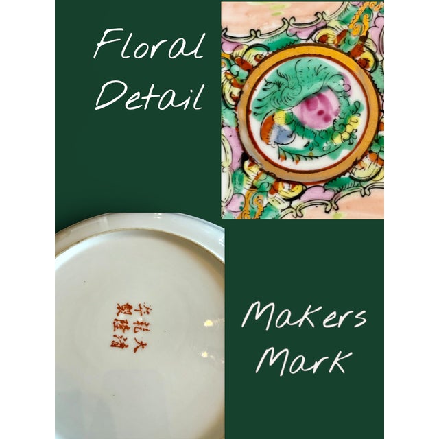 Rose Vintage Chinese Rose Medallion Plate-Famille Rose-Qianlong Mark Charger-Asian For Sale - Image 8 of 11