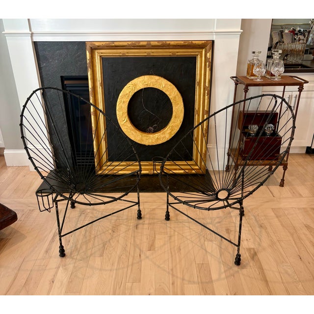 Vintage Mid-Century Hand-Welded Steel Acapulco Lounge Chairs With Attached Drink Holders — Pair For Sale - Image 4 of 12