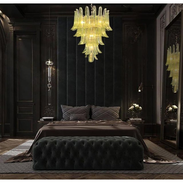 Nickel and Green Murano Glass Chandeliers, 1990s, Set of 2 For Sale - Image 4 of 16