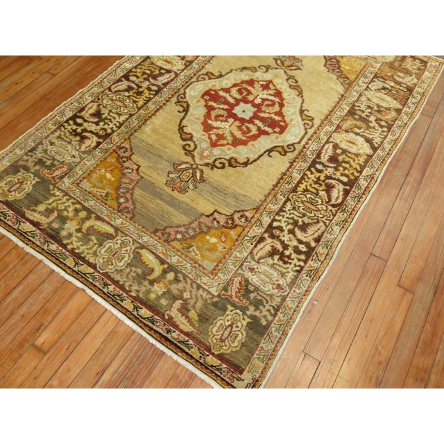 Antique Turkish Rug in Ivory and Gray For Sale - Image 9 of 18