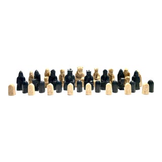 Set of 32 Vintage Isle of Lewis Chess Pieces For Sale