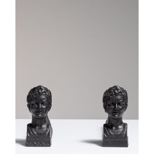 19th Century France Chocolate Iron Bust Bookends For Sale In Greensboro - Image 6 of 15
