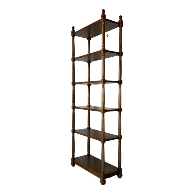 Vintage Heritage Hollywood Regency Solid Walnut Six-Tier Etagere For Sale