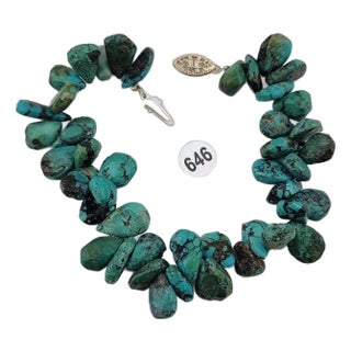 Vintage Gorgeous all natural chunks of Turquoise Nuggets Bracelet. 7 Inch Long. For Sale