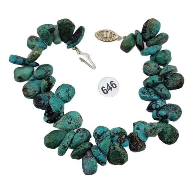 Vintage Gorgeous all natural chunks of Turquoise Nuggets Bracelet. 7 Inch Long. For Sale