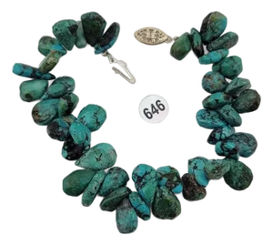 Vintage Gorgeous all natural chunks of Turquoise Nuggets Bracelet. 7 Inch Long.