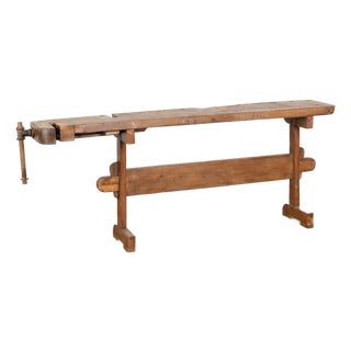 Rustic 20th Century Narrow Workbench Console Table For Sale