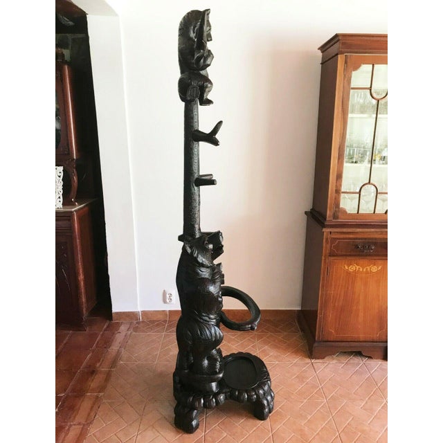 19th Century Black Forest Bear Hall Tree, Umbrella Stand, Depicting
