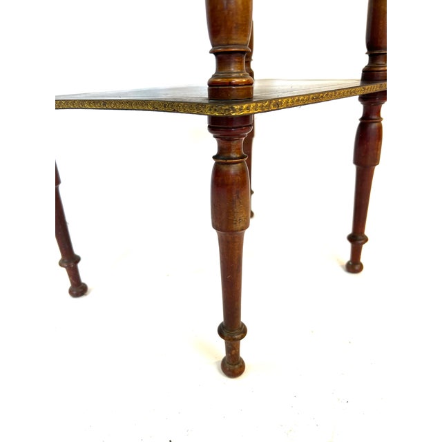 Brown Napoleon III Side Table in Walnut and Brass For Sale - Image 8 of 14