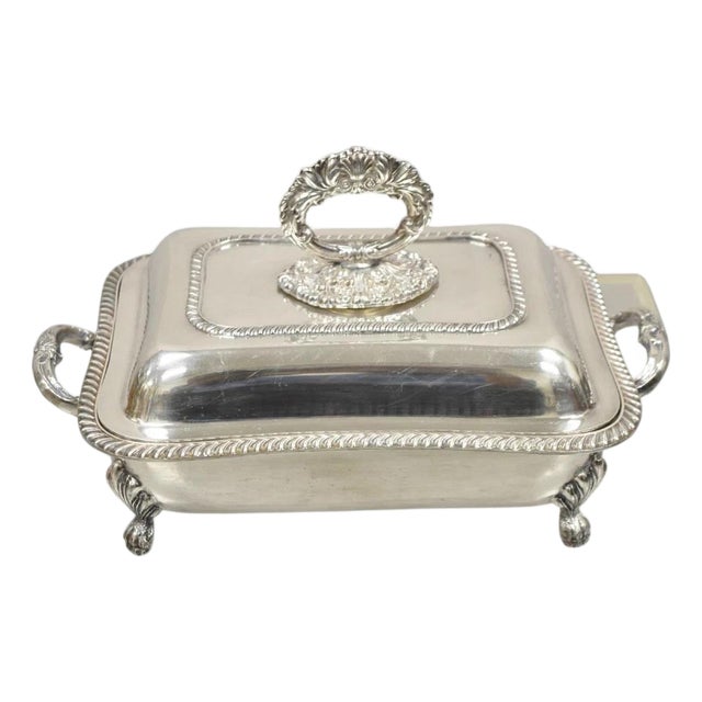 Antique English Victorian Sheffield Silver Plated Lidded Warmer Serving Platter For Sale