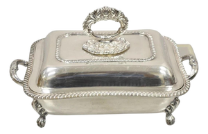 Antique English Victorian Sheffield Silver Plated Lidded Warmer Serving Platter