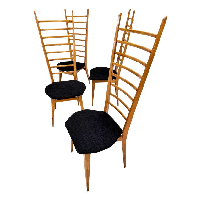 Vintage Chiavarine Model Chairs in Light Wood, 1960, Set of 4 For Sale