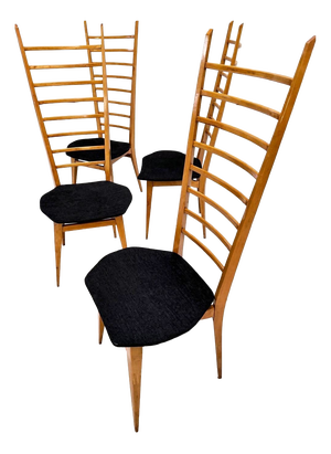 Vintage Chiavarine Model Chairs in Light Wood, 1960, Set of 4