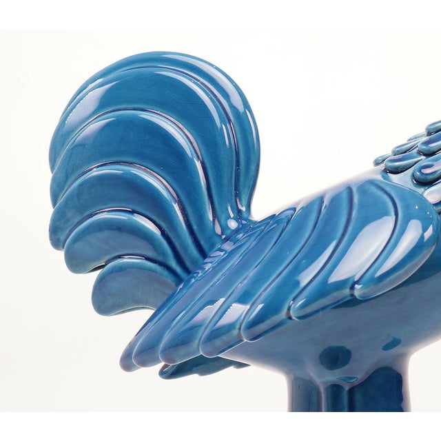 Vintage Italian Blue Ceramic Rooster, 1960s For Sale - Image 9 of 14
