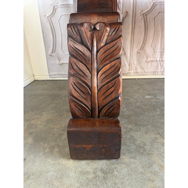 Spanish Colonial Revival Walnut Dining Table With Hand-Carved Scroll For Sale - Image 14 of 17