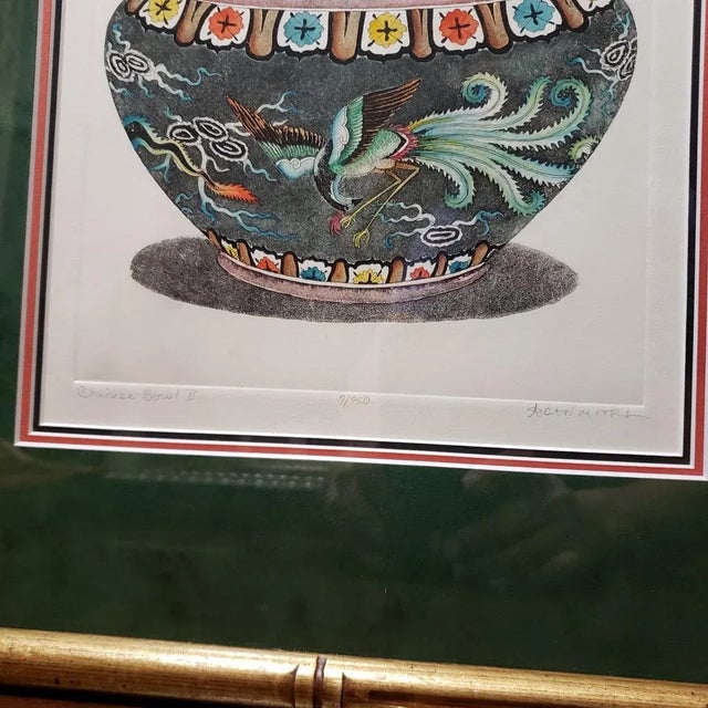 Wood Vintage "Chinese Bowl Ii" Dan Mitra Frame Signed & Numbered Print For Sale - Image 7 of 8