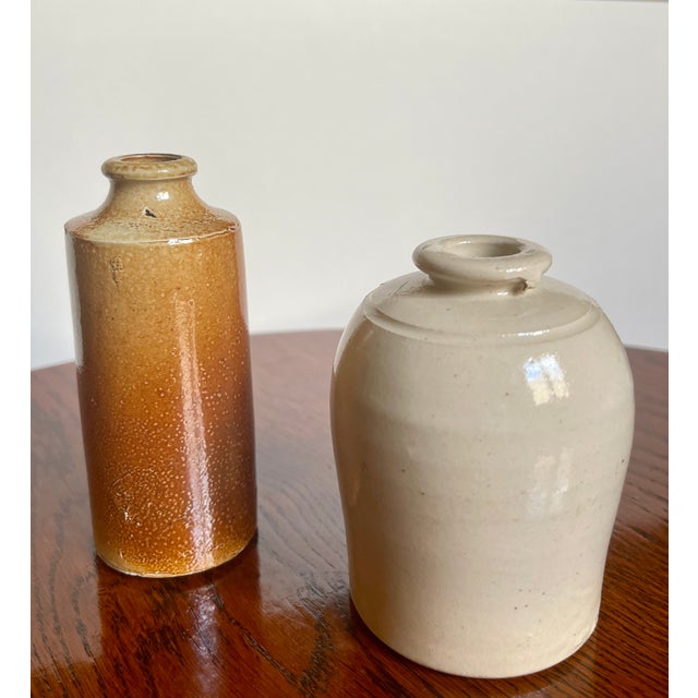 Pair of Victorian Cream-Glazed Stoneware Jars With Capacity Marks For Sale - Image 4 of 12
