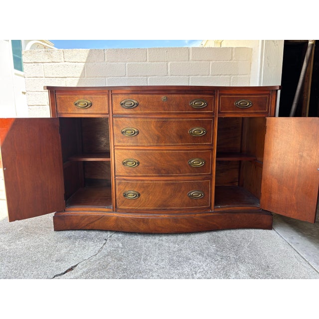 1940s Traditional Bowfront Vintage Buffet, Server, or Bar Cabinet For Sale - Image 5 of 10