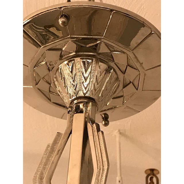 Silver French Art Deco Pendant Chandelier by Hettier and Vincent For Sale - Image 8 of 13