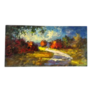 “Country Road” Original Oil Painting by David Swanigan on a Large Panoramic Shaped Canvas