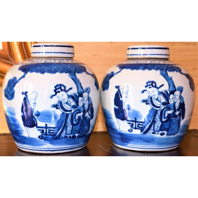 Ceramic Contemporary Chinoiserie Ginger Jars With Deities - a Pair For Sale - Image 7 of 10