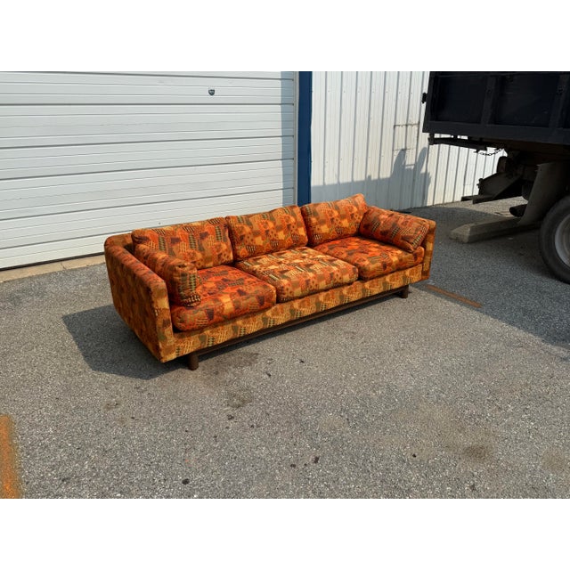 Selig of Monroe Mid-Century Modern Geometric Pattern Pit Sofa For Sale - Image 11 of 12