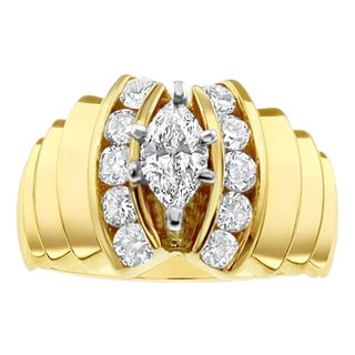 Marquise Center with Diamond Accent Engagement Ring, Size 7 For Sale