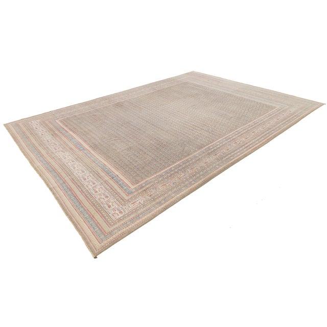 Antique Tabriz Style Wool Rug With Geometric Pattern in Subtle Earth Tones For Sale - Image 11 of 11