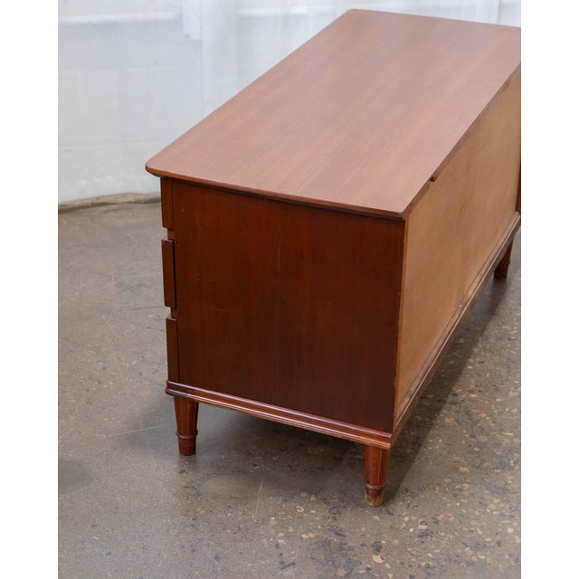Deco Style Danish Petite Chest of Drawers With Brass Hardware and Carved Legs, C. 1950s For Sale - Image 12 of 14